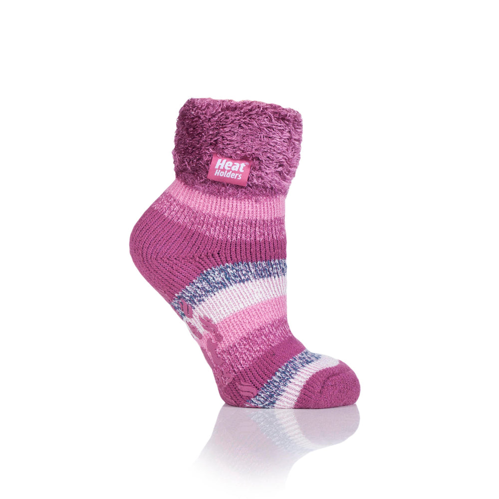 Calzini da salotto originali Heathfield da donna con parte superiore ribaltabile - strisce rosa