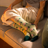 Ladies Lite Jacquard Socks RHS Roses - Sage
