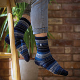 Mens Lite Krakow Multi Stripe Socks - Navy