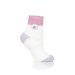 Ladies Original Sleep Socks with Turnover Feather Top - Pink &Cream