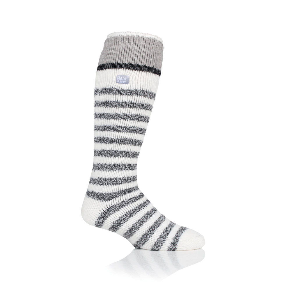 Calzini da uomo originali extra lunghi per sci e sport sulla neve - Strisce color crema