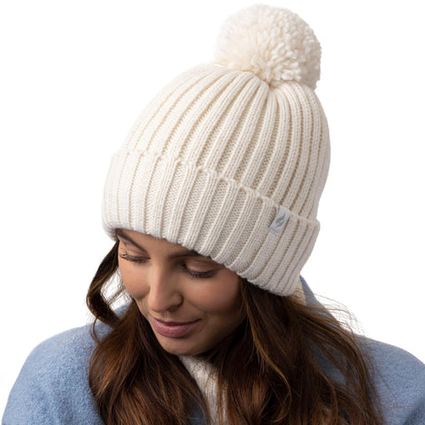 Cappello da donna con pompon Arden - Crema