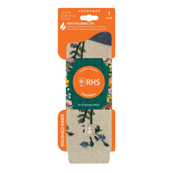 Ladies Lite Jacquard Socks RHS Foliage - Oat