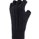 Ladies Cable Fingerless Gloves - Black