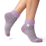 Ladies Original Sleep Socks with Feather Top - Lilac & Grey