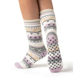 Ladies Soul Warming Dual Layer Slipper Socks - Lilac & Grey