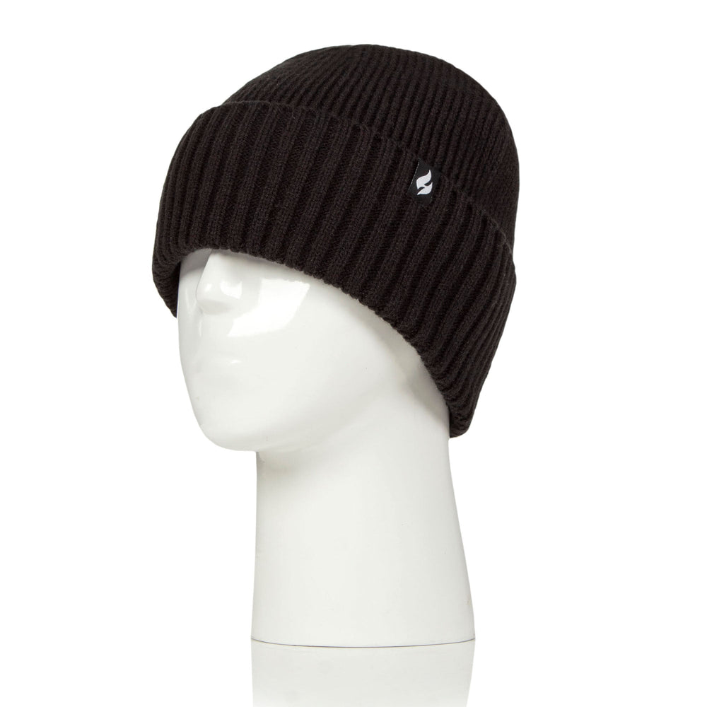 Unisex Lite Ashwood Ribbed Turnover Hat - Black