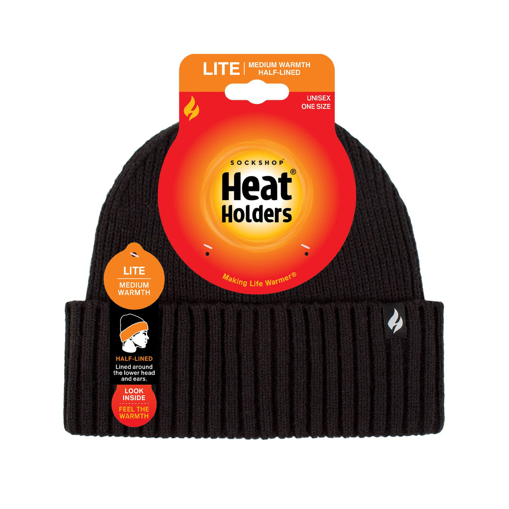 Unisex Lite Ashwood Ribbed Turnover Hat - Black