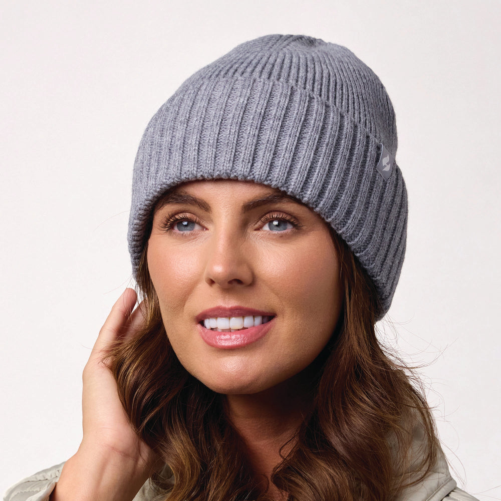 Unisex Lite Ashwood Ribbed Turnover Hat - Light Grey