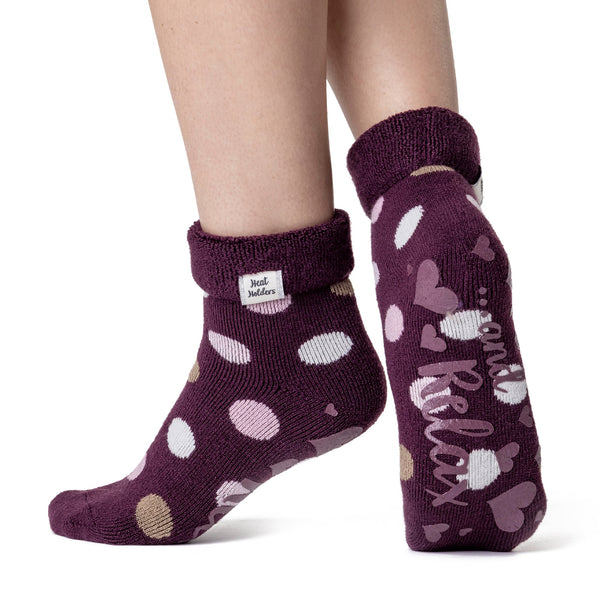Calzini da donna Lite Lyra Lounge con parte superiore ribaltabile - Cabernet Dots