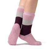 Calzini da pantofola da donna IOMI a doppio strato Raynaud - Block Stripe Rose Blush