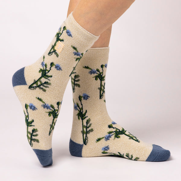 Ladies Lite Jacquard Socks RHS Foliage - Oat