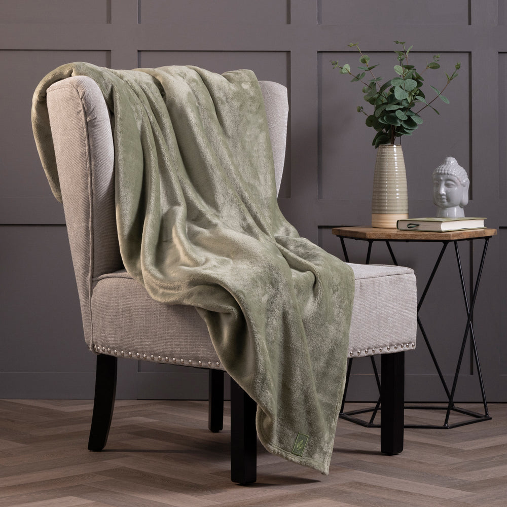Coperta/plaid termico in pile di lusso - Salvia
