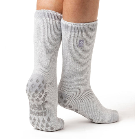 Ladies Original Florence Slipper Socks - Silver & Grey