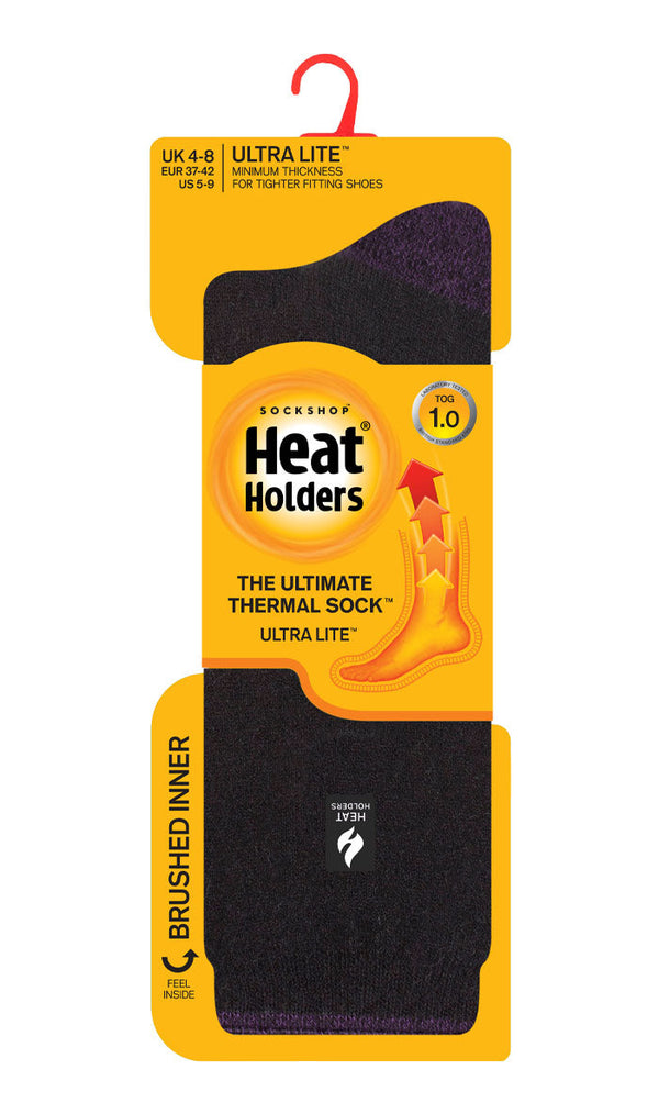 Ladies Ultra Lite Oia Heel & Toe Socks - Black & Purple