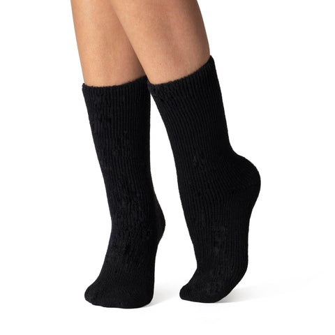 Calzini corti di lana da donna con supporto termico - neri